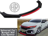 Honda Civic X Red Line Front Splitter Glossy Black Sport Upgrade